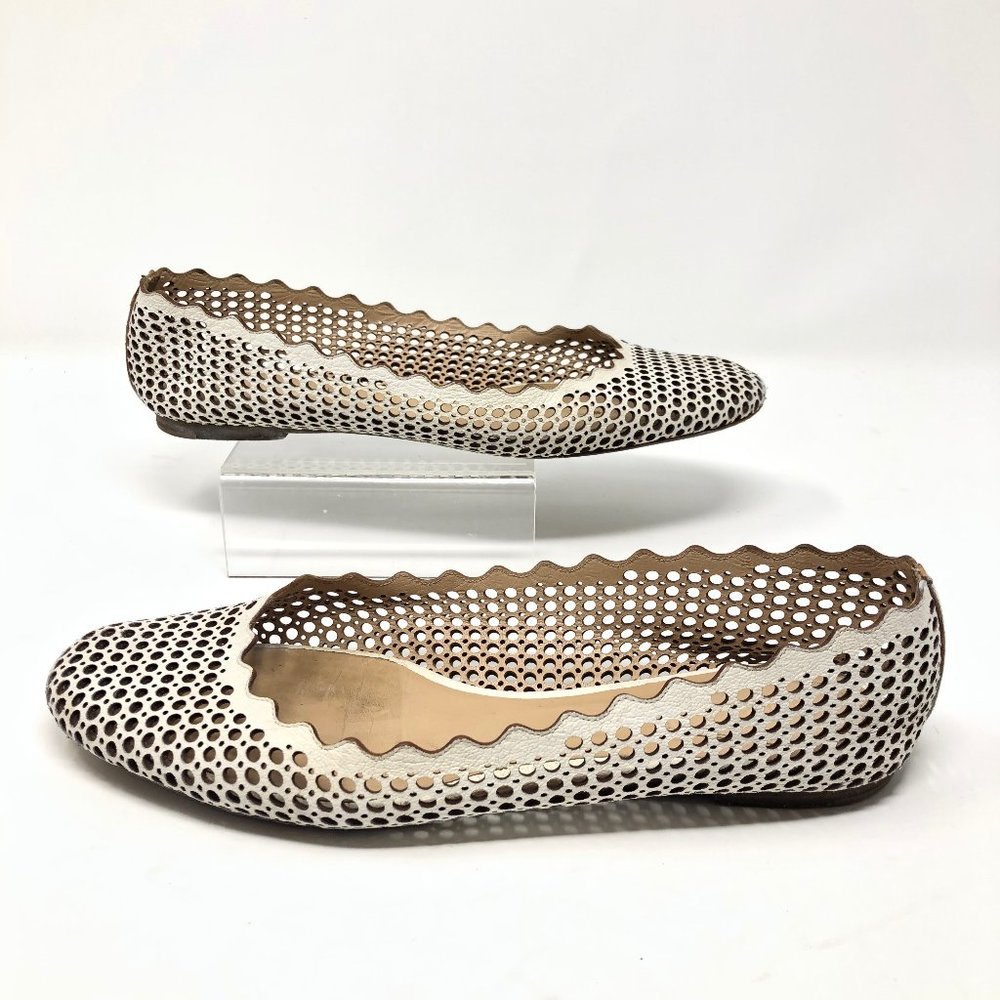 Chloe Lauren Perforated Scalloped Ballet Flats